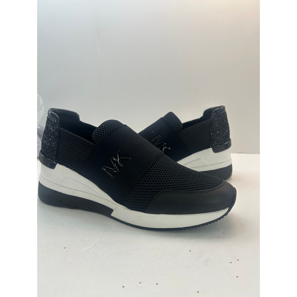 Michael Kors Felix Wedge Sneaker Women Sz‎ 9.5M Black New Without Box